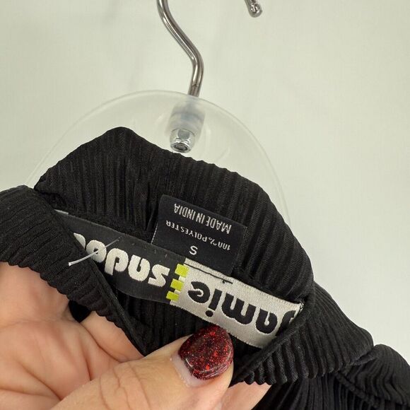 Jamie Sadock Black Crinkle Pleated Golf Jacket Shirt Small Full Zip Front Womens - Picture 11 of 16